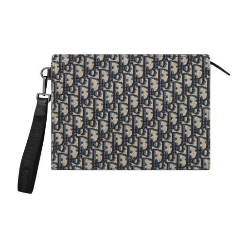 디올 A5 트라이앵글 파우치 베이지 블랙 2ESCA483YKY-H27E #26.5*17.5cm