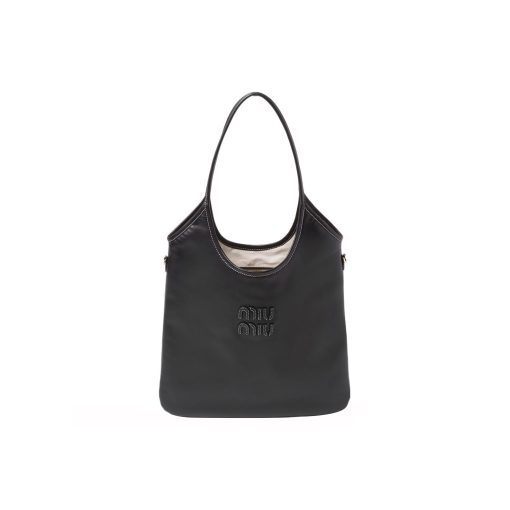 미우미우 아이비 레더 토트백 블랙 5BG231-2DDJ-F0002-V-MLO #40*35cm