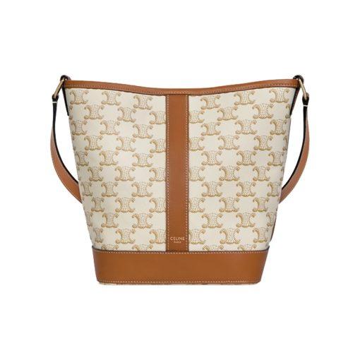 셀린느 스몰 버킷 트리옹프 캔버스 카프스킨 화이트 191442CAS-01BC #18*13*22cm