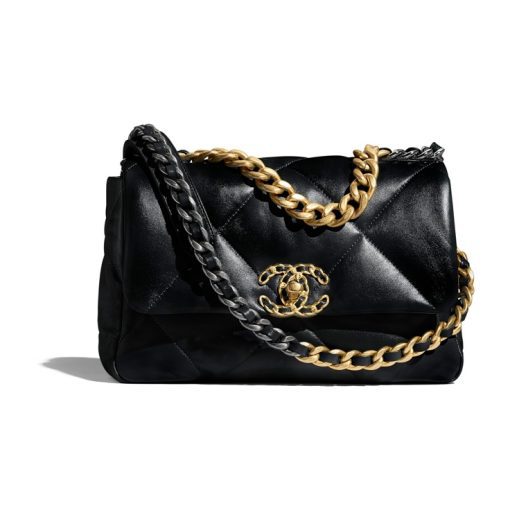 샤넬 19 미디움 핸드백 램스킨 & 골드 메탈 블랙 AS1160-B03215-94305 #26*9*16cm