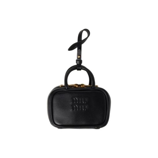 미우 미우 레더 마이크로 백 블랙 5NR036-2F8W-F0002 #15.3*10.3*4.5cm