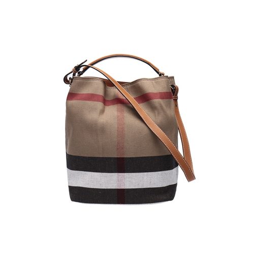 버버리 캔버스 체크 애쉬비 숄더백 브라운 39457421 #25*19*34cm