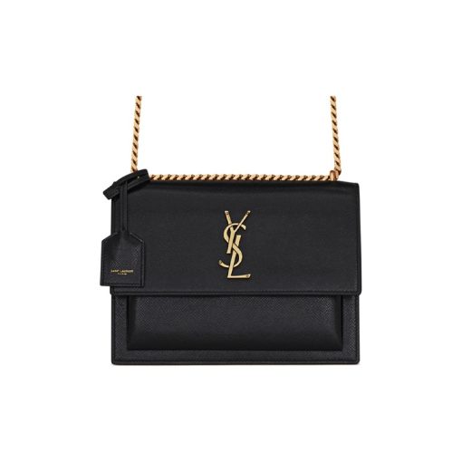 생로랑 선셋 미디움 체인 백 코티드 바크 레더 느와르 442906-H3Z0W-1000 #22*6.5*16cm