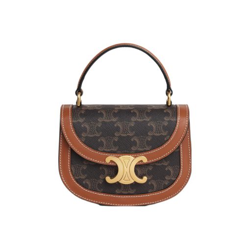 셀린느 미니 베사체 클레아 트리옹프 캔버스 카프스킨 탄 10K502EWU-04LU #15.5*5*11.5cm