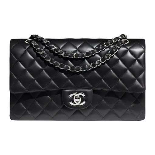 샤넬 클래식 미디움 플랩백 램스킨 & 실버 메탈 블랙 A01112-Y01480-94305 #25*6*14cm