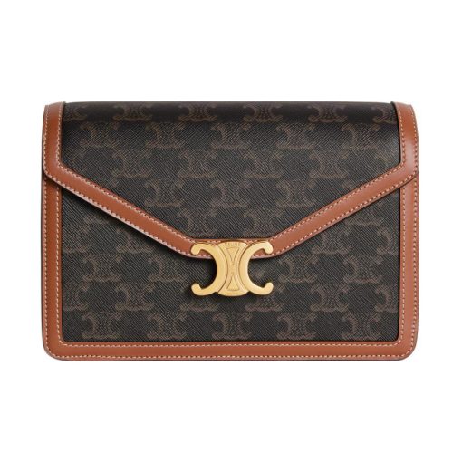 셀린느 엔벨로프 백 트리옹프 캔버스 카프스킨 탄 113322EZH-04LU #22*5*15cm