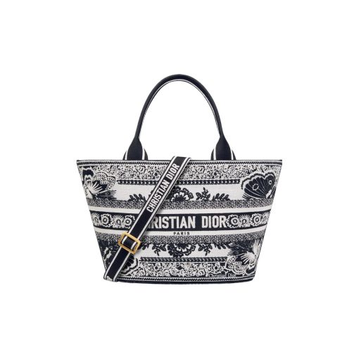 디올 햇 바스켓백 화이트 블랙 버터플라이 반다나 M1328CESE-M041 #27*20*8cm
