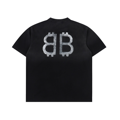 발렌시아가 bb 프린트 워시드 라운드넥 반소매 뒷면-91258480